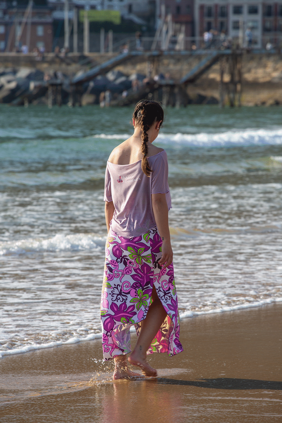 Falda de ensayo larga con aperturas